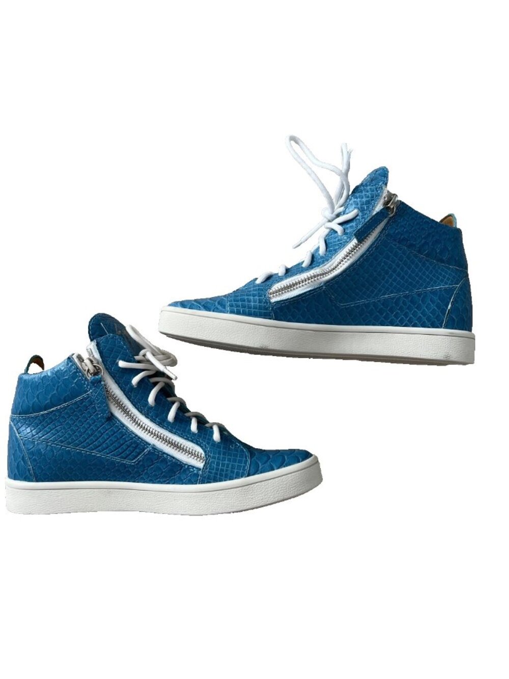 Giuseppe Zanotti Kriss Python-Embossed High-Top Sneakers Blue ( 35/5 )